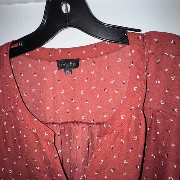 Senobia Rust Blouse with White Accents dress shirt - Picture 2 of 3